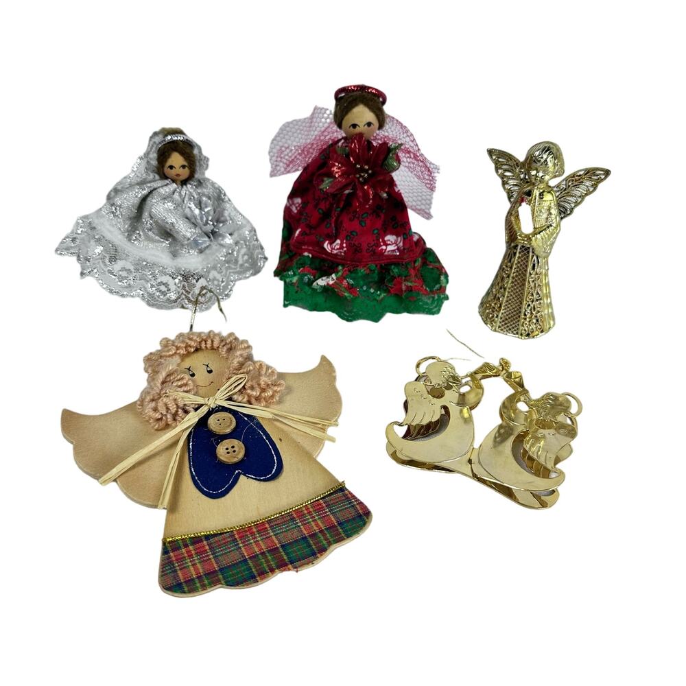 Lot of 5 Vintage Christmas Angel Ornaments in Various Sizes. Please See photos
